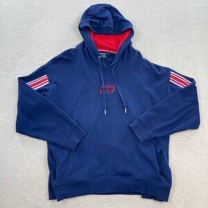 Tommy Hilfiger Sport Men's Navy Blue and Red Pullover Hoodie Sweatshirt Size 0X